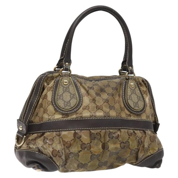 GUCCI GG Crystal Hand Bag Beige Auth - Picture 1 of 16